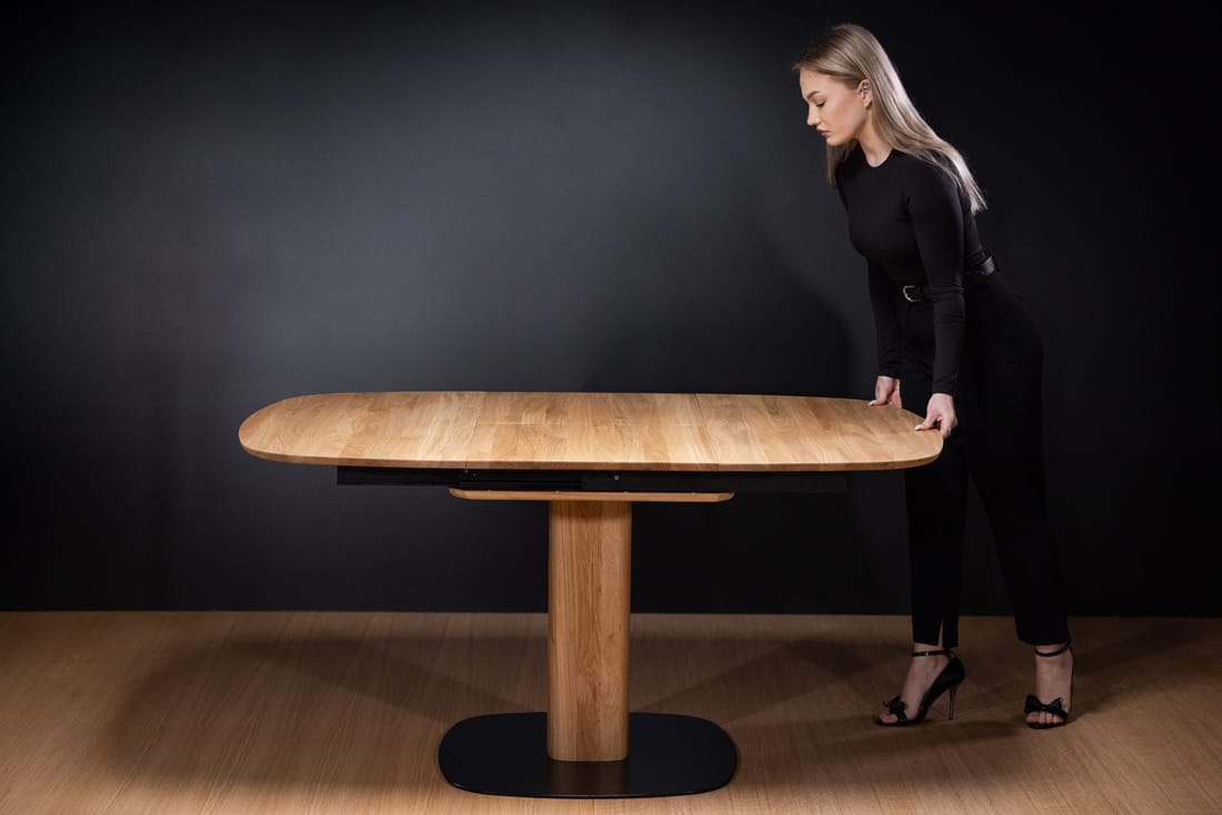 Solid oak extending table, in everyday use