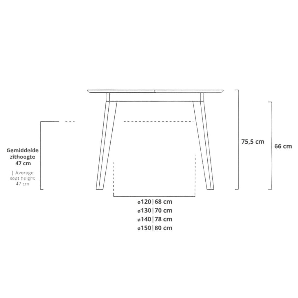 Mesa de comedor de madera maciza de Roble redonda extensible Saga | VESKOR