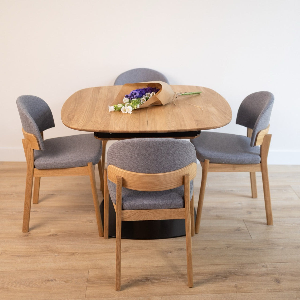 Mesa de comedor extensible madera maciza de roble LUNA | VESKOR