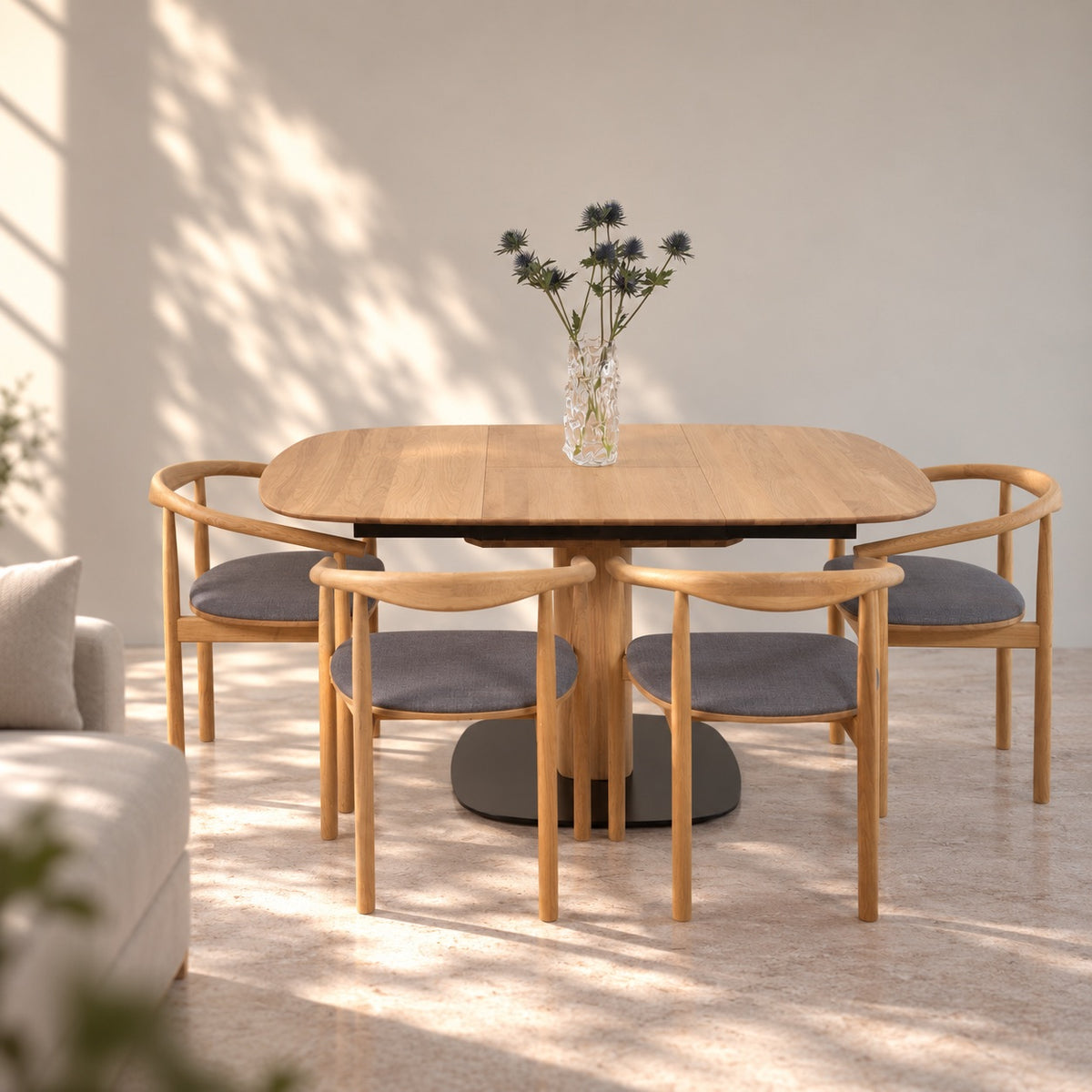 Mesa de comedor extensible madera maciza de roble LUNA | VESKOR