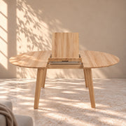 Mesa de comedor redonda extensible de madera maciza de haya SAGA | VESKOR