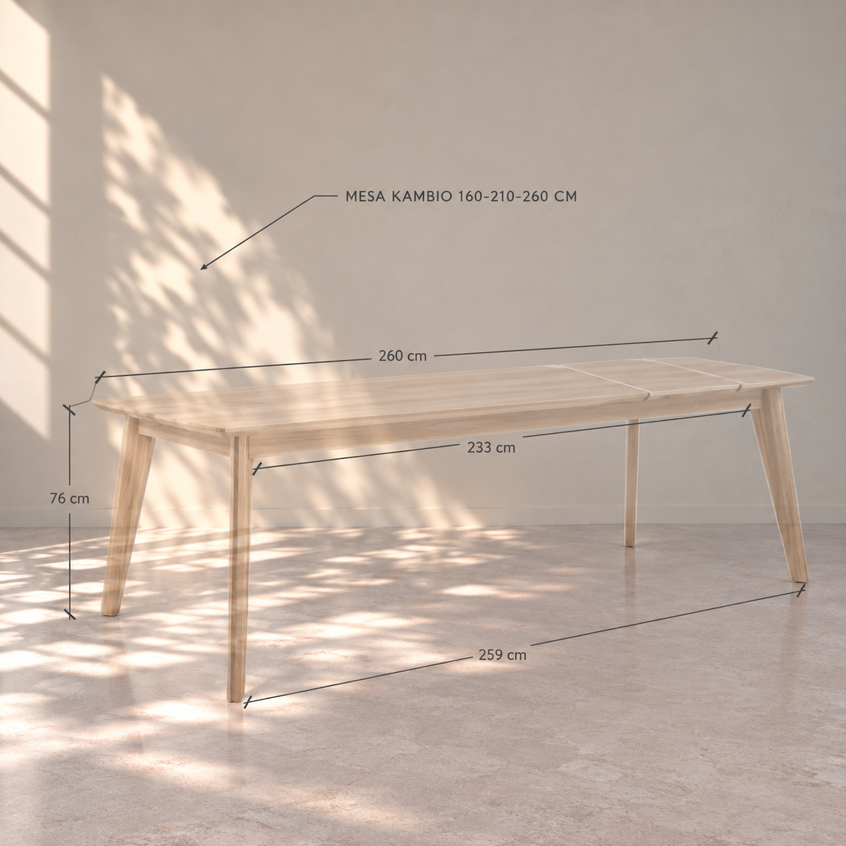 Mesa de comedor extensible madera maciza de haya KAMBIO 2 | VESKOR
