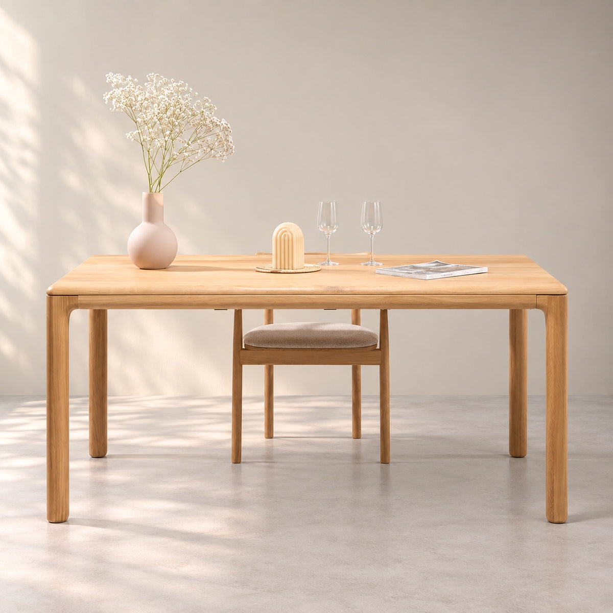 Mesa de comedor de madera maciza de roble extensible Mondo | VESKOR