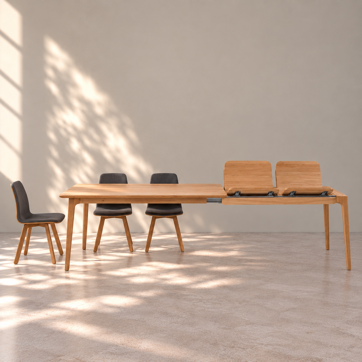 Mesa de comedor extensible de madera maciza de roble TOKIO | VESKOR