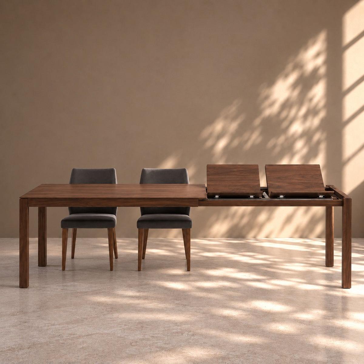 Mesa de comedor de madera maciza de Nogal extensible Verdi | VESKOR