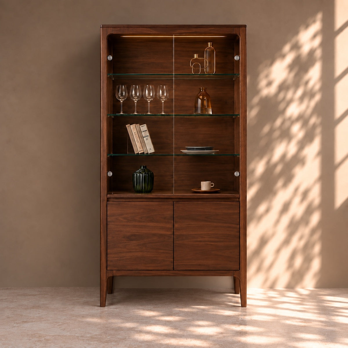 Vitrina de madera maciza nogal CREATIV | VESKOR