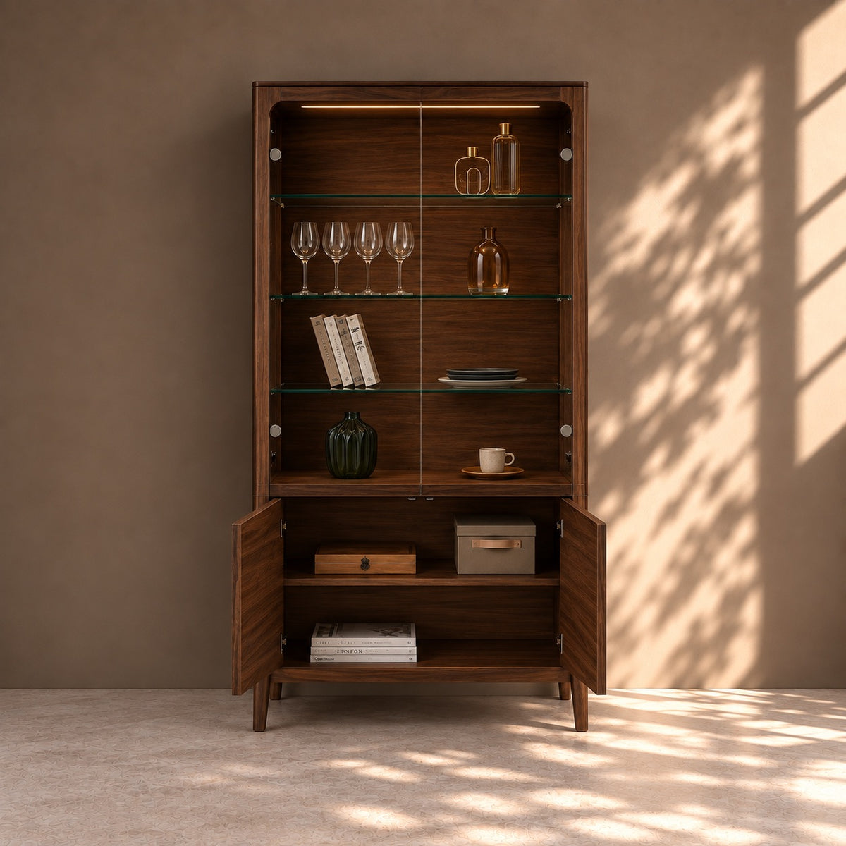 Vitrina de madera maciza nogal CREATIV | VESKOR