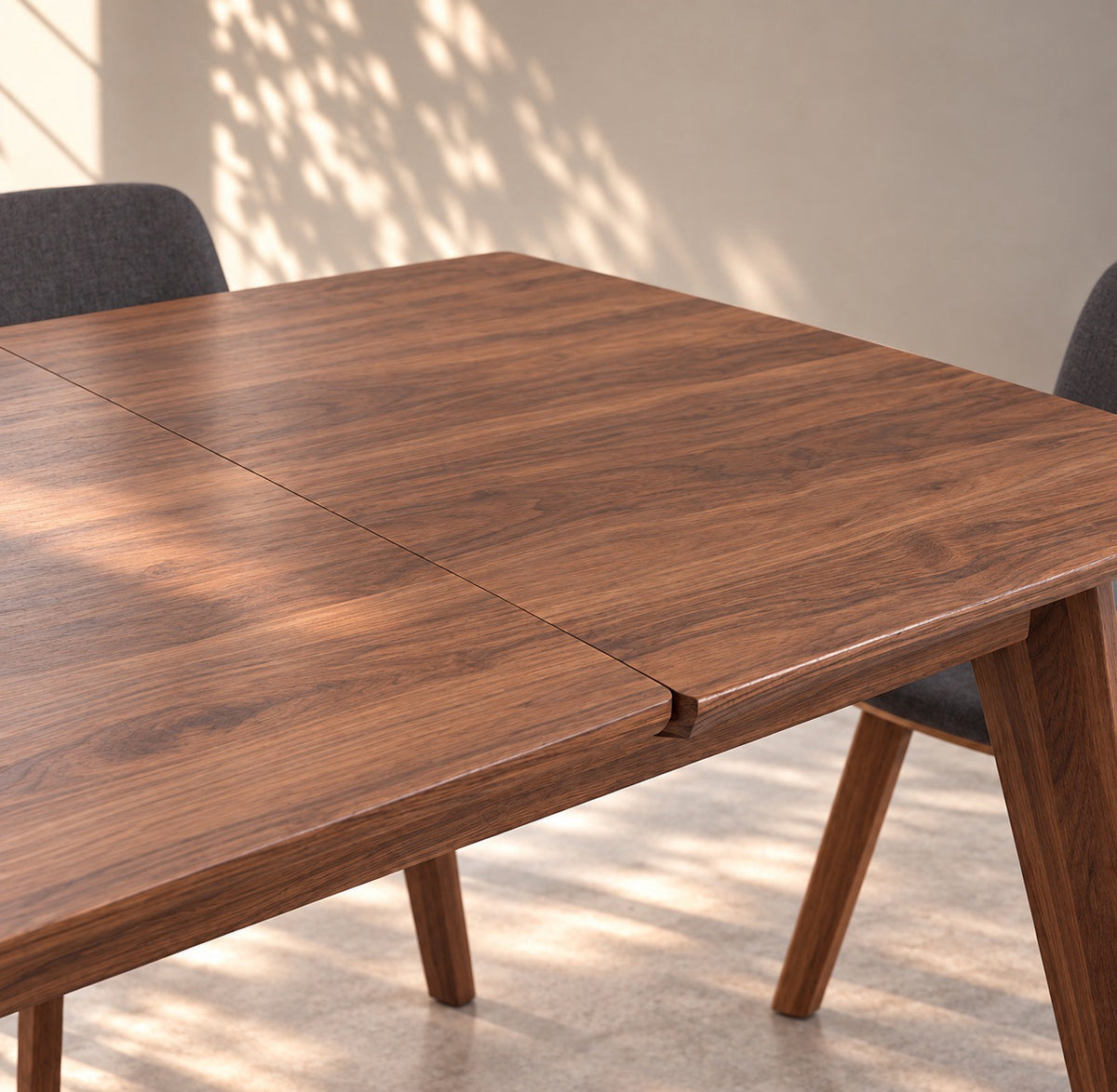 Mesa de comedor de madera maciza de nogal extensible Kambio 2 | VESKOR