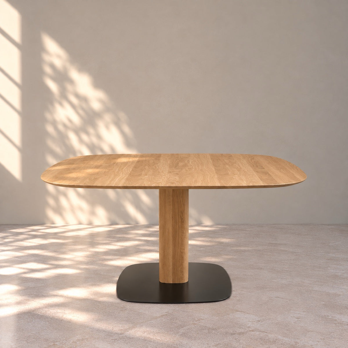 Mesa de comedor de madera maciza de roble fija Luna | VESKOR