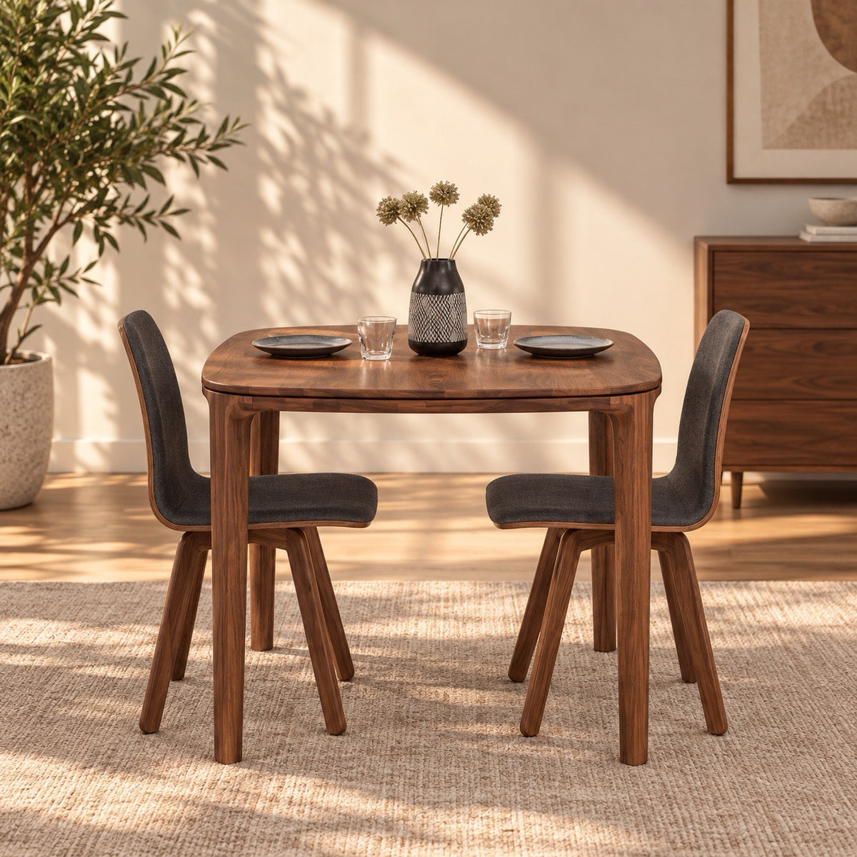 Mesa de comedor de madera maciza de nogal fija Ikona | VESKOR