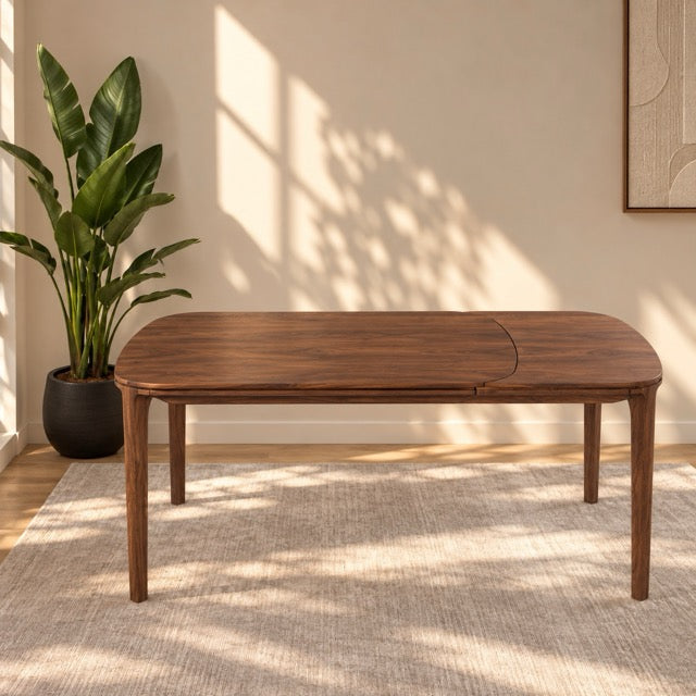 Mesa de comedor de madera maciza de nogal extensible Ikona | VESKOR