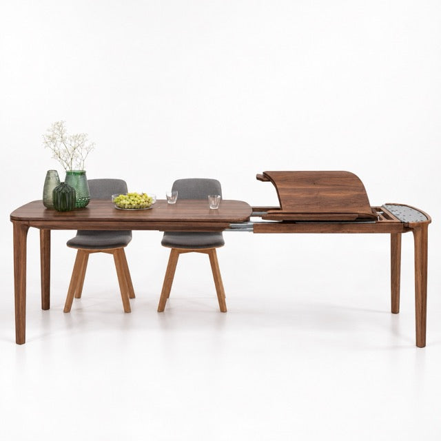 Mesa de comedor de madera maciza de nogal extensible Ikona | VESKOR