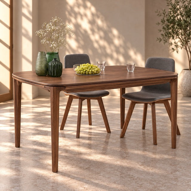 Mesa de comedor de madera maciza de nogal extensible Ikona | VESKOR