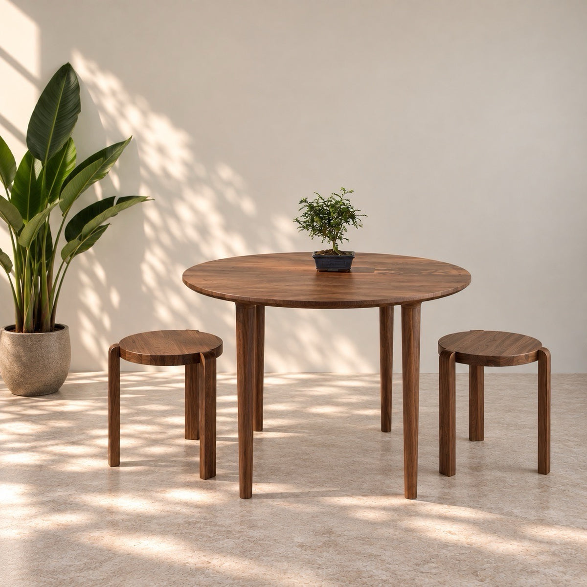 Mesa de comedor de madera maciza de nogal fija Bond | VESKOR