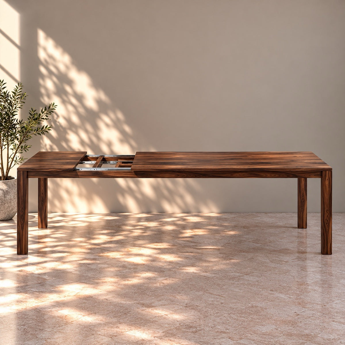 Mesa de comedor de madera maciza de nogal extensible Lux 2020 | VESKOR